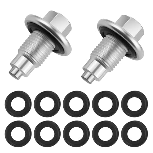 2PCS M14×1.5 Magnetic Oil Drain Plug,Replacement OEM#90009-PY3-000/6506214AA Oil Pan Drain Plug with 10PCS Oils Drains Plugs Gasket,Car Accessories Compatible with Honda/Yamaha/Audi (M14×1.5, 2PCS) - color: M14×1.5, 2pcs