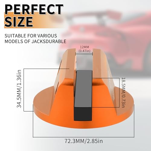 2Pcs Universal Aluminum Grooved Magnetic Jack Pad, Jacking Puck Pinch Weld Frame Rail Adapter, for Car SUV Truck Pickup Sedan MPV Wagon, Change Tire Repair Tires Oil Change Must Have-Orange - color: Orange-2Pcs