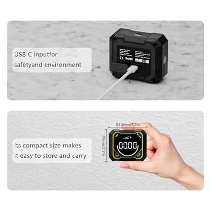 Digital Angle Finder with Laser, Magnetic Inclinometer, USB Rechargeable | 4x90° angle measurement with backlit LCD, auto-rotating display and magnetic base for woodworking, construction and DIY.