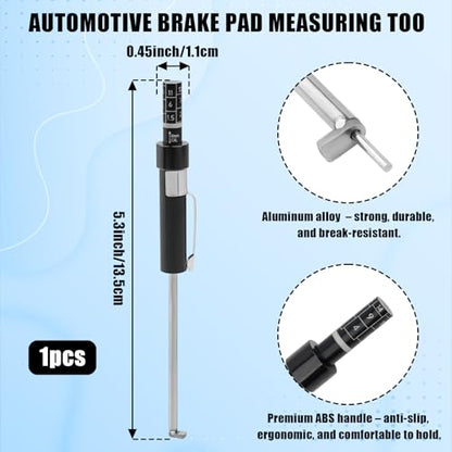 Brake Pad Thickness Gauge Measure Tool - Car Brake Pad Thickness Gauge with Scale, Tire Tread Depth Gauges, 1.5mm Thickness Auto Shoe Tester Detection Pen for Car Truck SUV Motorcycle