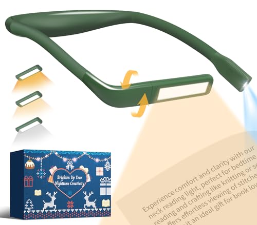 Neck Reading Light, 80-hr Lasting Rechargeable Book Light for Reading in Bed, Eye-friendly Wide Reading Lamp, Bendable Arms Bright Booklight, Book Lover Gifts Knitting Crochet Accessories Crafts - color: Dark Green