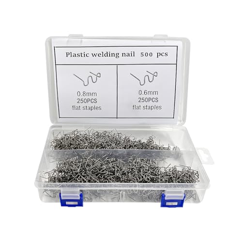 500PCS Hot Staples Welding Rods, 0.6mm 0.8mm Wave Shape Bumper Dashboard Repair Welding Wire, Metal Plastic Welding Staples Supplies for Machine Repair, Car Accessories - color: 500pcs