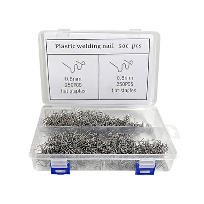 500PCS Hot Staples Welding Rods, 0.6mm 0.8mm Wave Shape Bumper Dashboard Repair Welding Wire, Metal Plastic Welding Staples Supplies for Machine Repair, Car Accessories - color: 500pcs