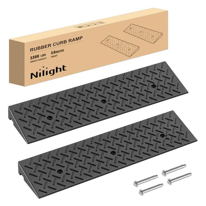 Nilight 2.4" Rise Curb Ramps, Heavy Duty Rubber Driveway Threshold Shed Ramp for Sidewalk Cars Lawn Mower Wheelchairs Motorcycles, 3300lbs Load Capacity - size: 2.4" Rise