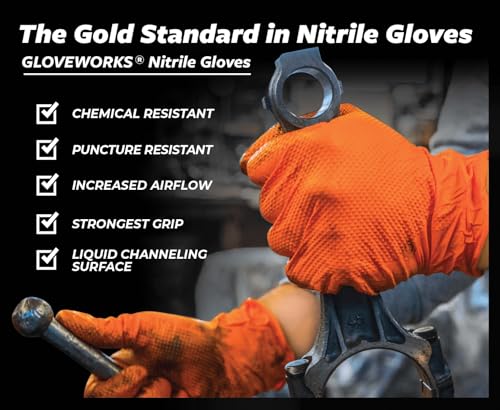 GLOVEWORKS 8 Mil Orange Nitrile Disposable Gloves Heavy Duty Industrial RDT for Mechanic and Automotive, Small 2 Boxes of 100 - size: Small, style: 2 Boxes of 100