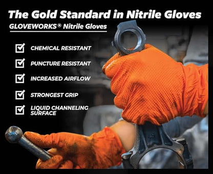 GLOVEWORKS 8 Mil Orange Nitrile Disposable Gloves Heavy Duty Industrial RDT for Mechanic and Automotive, Small 2 Boxes of 100 - size: Small, style: 2 Boxes of 100