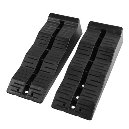 Jeffergarden RV Leveling Ramps HDPE Leveler Blocks with Wheel Chocks 11000LBS Capacity 3 Level Anti Slip Design for Campers Trailers SUVs on Uneven Ground