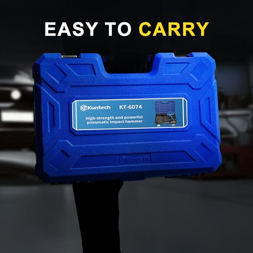 7PCS Air Hammer Kit, Pneumatic Hammers 2500 BPM, Air Hammer Piece Chisel Set with Carrying Case & Gloves - style: 7 PCS