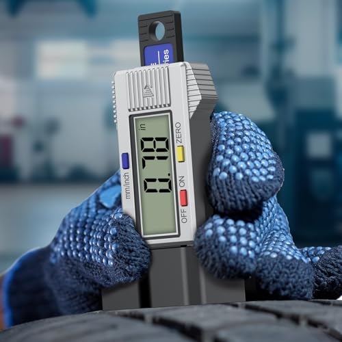 Tire Tread Depth Gauge, Digital Tire Gauge with Large LCD Display & Inch/MM Conversion, Splash-Proof, Auto-Off, in 1.04Inch/26.5mm,Tire Depth Gauge Suitable for All Vehicle Tires