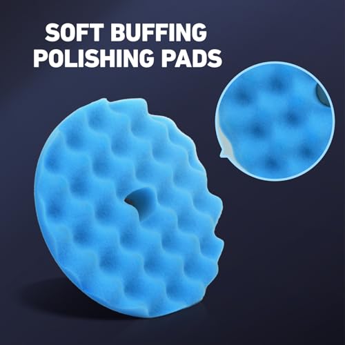 Autolock 6" Buffing Polishing Pads, 7Pcs 6Inch Waffle Foam Buffing Pad | Wool Pad Kit for 6 in Backing Plate, Car Polisher Boat Compounding, Polishing and Waxing - size: 6Inch 7Pcs