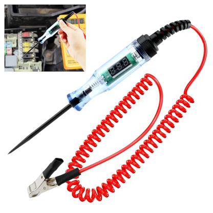Kakalote Test Light Automotive, Digital LED Circuit Tester with Voltage Display, Electrical Tester Pen with Extended Spring Wire & Probe for Car RV Fuse Checker