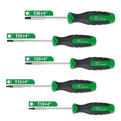 SK 5-Piece Star Screwdriver Set, Magnetic Screwdriver Set, S2 Steel, SureGrip Handle - style: Star