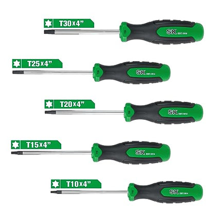 SK 5-Piece Star Screwdriver Set, Magnetic Screwdriver Set, S2 Steel, SureGrip Handle - style: Star