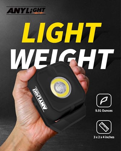 Led Work Light with 4 Modes,1200LM Portable COB Magnetic Light, Recharge Spotlight and Floodlight,150° Rotate IP65 Waterproof for Car Repair and Camping, Black (1 Pack Without Hook) - color: Black