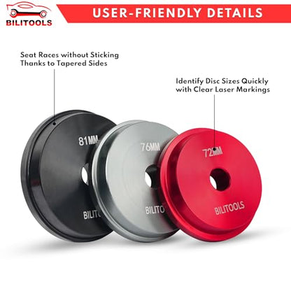 BILITOOLS Bearing Race and Seal Driver Set, 10PCS Metric (39.5-81mm) | 1 handle & 9 Adapters, Bearing Press Kit, Seal Installer Kit, Portable Storage Case - size: 10 Piece Bearing Press Kit