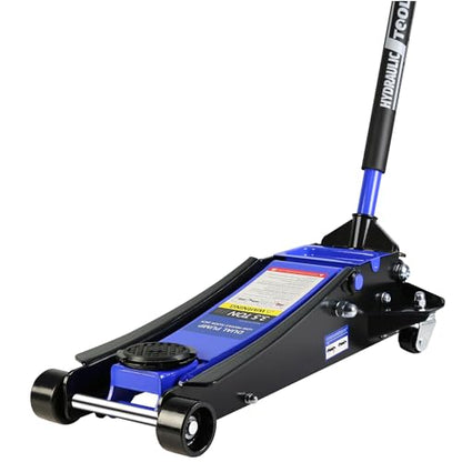 Heavy Duty Hydraulic Floor Jack, Low Profile, Steel Racing Jack w/2 Piston Quick Lift Pump, 4"-21" Lift, 3.5 Ton (7000lb) Capacity, Blue - color: Lift 4"-21" 3.5 Ton(7,000lb) Blue Steel