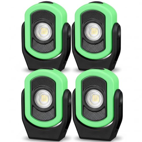 Retisee 4 Pack 780 Lumens Magnetic Work Light USB Rechargeable LED Flashlight Portable Mechanic Light for Car Repair Emergency Lighting Mechanics Workshop Inspection(Green-4pk) - color: Green-4pk, size: 780 Lumens
