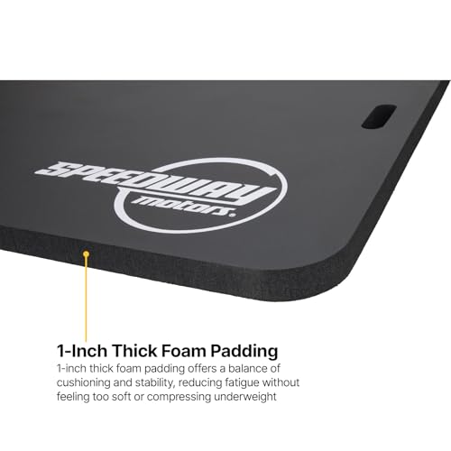 Large Foam Work Mat and Kneeling Pad for Garage or Racing Pits | 1in Thick Foam Cushions Back Knees Elbows, 46x30in Large Surface for Work Area, Built In Handles for Easy Carry