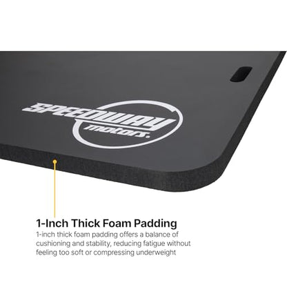 Large Foam Work Mat and Kneeling Pad for Garage or Racing Pits | 1in Thick Foam Cushions Back Knees Elbows, 46x30in Large Surface for Work Area, Built In Handles for Easy Carry