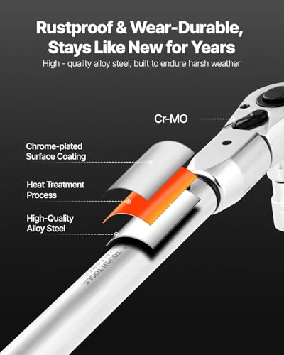 VEVOR Adjustable Torque Wrench 1/2 Inch Drive, 20-160Ft.lb/27.1-216.8Nm, 38MM Open End, 3/8 Inch Drive Torque Wrench with Interchangeable Jaw & Ratchet Head for HVAC, Car, Moto, Narrow Pipeline - size: 20-160FT.LB, style: 1/2-Inch
