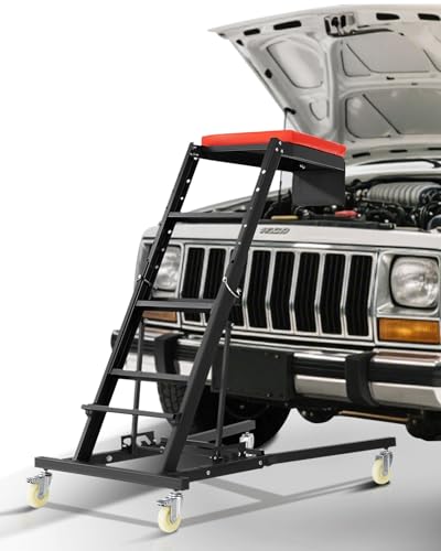 VEVOR Automotive Topside Creeper, 400 LBS Capacity High Creeper with 48" to 76" Adjustable Height, 4 Swivel Caster Wheels, Heavy Duty Automotive Engine Creeper, Ideal for Auto Repair and Maintenance - size: 48-76 inch, style: H