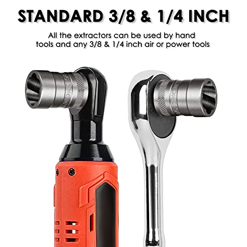 32 Pcs Bolt Extractor Kit, 1/4" & 3/8" Drive Impact Bolt & Nut Remover Set | for Damaged, Rusted, Rounded-Off, Stripped Fasteners, 6-19mm, Cr-Mo Steel, Compact Design for Tight Spaces, Storage Case