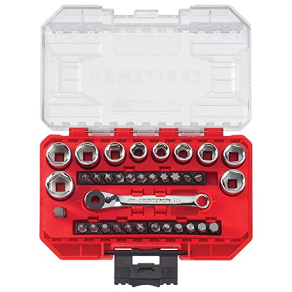 CRAFTSMAN Socket Set, SAE and Metric 1/4-in. Drive, 35 Piece (CMMT12005LZ)
