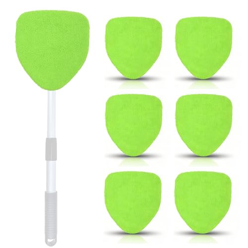 Car Care Microfiber Cloths for Windshield Cleaner,7 PCS Microfiber Cloths for Inside Windshield Cleaning Tool Pads,Clean Replacement Accessories (Green) - color: Green