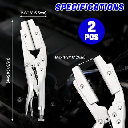 DASBET 10" Hose Pinch-Off Locking Pliers | 2 Pack Self-Locking Pinch Off Pliers, Heavy Duty Radiator Hose Clamp Set Universal for Automobile Radiator Pipe, Fuel Hose, Water and Vacuum Lines