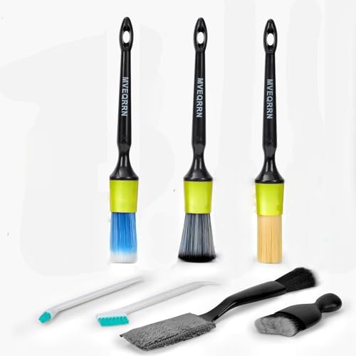 MVEQRRN 7PCS Car Detailing Brush Set,Boars Hair Detail Brush kit(Green) | Ultra Soft No Scratch, Car Dust Brush,Car Detailing Brushes Kit, Detail Brushes Car Detailing for Interior Exterior - color: 7PCS detailing brush green