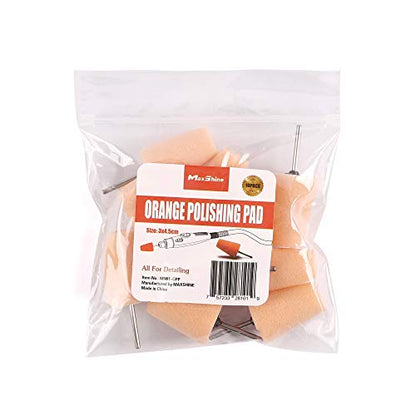 Maxshine 10 Pieces MN01 Mini Rotary Polishing System Accessory - 1.75" Orange Foam Pad, Precision Buffing & Polishing for Tight Spaces, Ideal for Professional Car Detailing