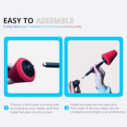 Drill Bit Polishing Cone Sponges with Handheld Extension Holder | 8Pcs Metal Polishing Tool, Car Wheel Polishing Sponge, Polishing Pad,Suitable for Household Standard Hand Drill - style: cone _8