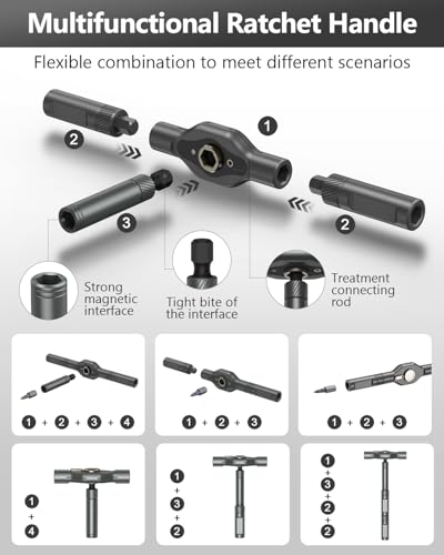 AMIR Magnetic Screwdriver Set, Ratchet Screwdriver Set with 40 Precision Bits and Ratchet Handle, 42-in-1 DIY Repair Tool Kit for Home Improvement, Electronics, Computers, Bicycles Repair - color: Black