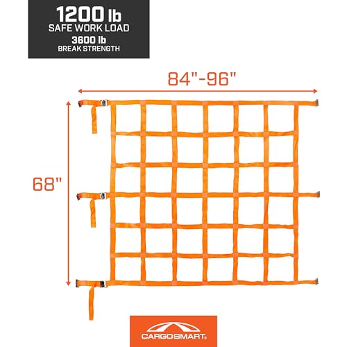 CargoSmart Adjustable Cargo Net — Connects to X-Track and E-Track Systems — 3,600lb Break Strength, 1,200lb Safe Work Load - style: Adjustable Cargo Net
