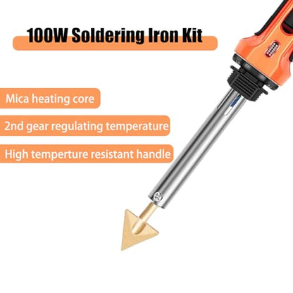 Plastic Welding Kit, 110V/100W Plastic Welder, for DIY, Car Bumper, Dashboard, Kayak, Canoe Repair Tool-With 40 Rods,1 Wire Mesh,5 Metal Foils,1 Sandpaper,1 Stand,1 Metal Brush,1 Screwdriver,2 tips