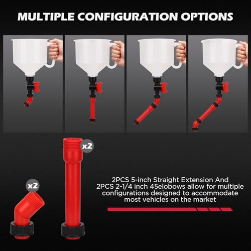 22-Piece No-Spill Coolant Filling Funnel Kit and Siphon Hose Pump, Radiator Coolant Filling Spill-Proof Funnel Kit with Adapters, Extensions, PVC Hose, Engine Oil Funnels, Towel for Universal Vehicle - size: 22 PCS - Pro Kit with Siphon Pump