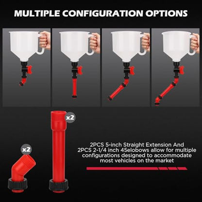22-Piece No-Spill Coolant Filling Funnel Kit and Siphon Hose Pump, Radiator Coolant Filling Spill-Proof Funnel Kit with Adapters, Extensions, PVC Hose, Engine Oil Funnels, Towel for Universal Vehicle - size: 22 PCS - Pro Kit with Siphon Pump