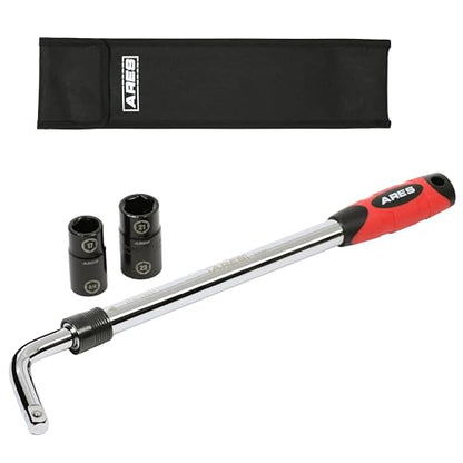 ARES 57001 – Heavy Duty Extendable Lug Wrench Set – High-Torque Lug Wrench Extends from 17.5 to 23.5 Inches (447mm to 600mm) – Includes 2 Double-Sided 6-Point Sockets for Broad Vehicle Coverage - size: Heavy Duty Extra Long Extendable Lug Wrench Set