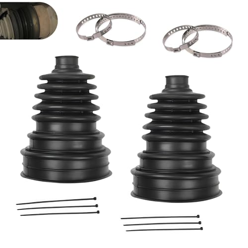 2 PCS CV Boot Repair Kit, Waterproof & Dustproof CV Axle Boot with 4 Clamps 6 Ties, One-piece Easy Installation CV Boot for Protect Axle, Universal for Most Cars, Trucks, SUVs (Black)