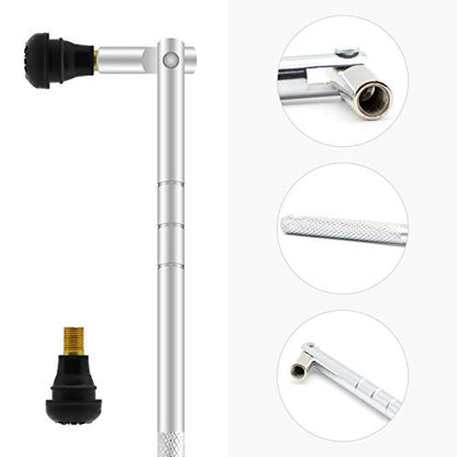 ZHSMS Valve Stem Puller Installer Tool, 10Pcs TR412 Tire Snap in Short Rubber Valve Stem, 4 Way Valve Core Remover, Double Head Tire Valve Core Remover Installer Tool(33 Pcs) - size: 32 PCS