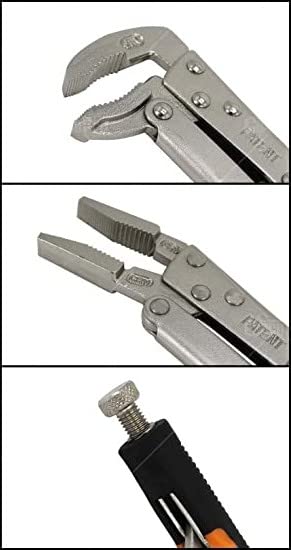 12Inch Extended Long Locking Vise Grip Pliers Set, Straight Head / 80 Degrees Head Needle Nose Pliers Set, Fast Release Design, CRV Steel