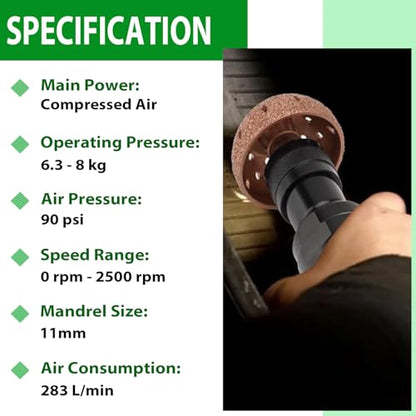 Air Tire Repair Polish Patch Tools, Include 2500rpm Low Speed Air Tire Buffer Tire Inner Liner Scrapper Patch Roller 4Pcs Tungsten Steel Buffing Wheel