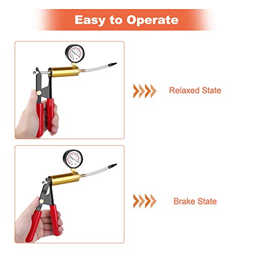Brake Bleeder Kit Brake Bleeder Vacuum Bleed Test Kit, Hand Held Vacuum Pressure Pump Tester Tool, Hand Held Brake Bleeder Tester for Automotive Motorbike with Gauge Hoses Connector