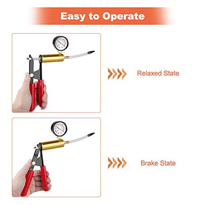Brake Bleeder Kit Brake Bleeder Vacuum Bleed Test Kit, Hand Held Vacuum Pressure Pump Tester Tool, Hand Held Brake Bleeder Tester for Automotive Motorbike with Gauge Hoses Connector