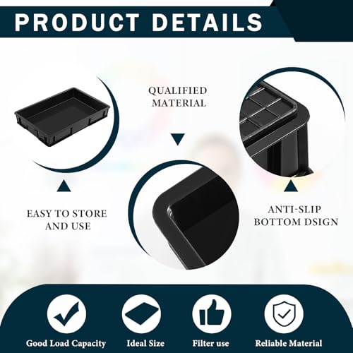 Baderke 1 Pc 24 x 15.5 Inches Oil Drain Pan for Changing Leak Proof Mini Fridge Drip Tray Plastic Oil Change Pan for Mini Fridges Air Conditioners Machinery Under Car (Black,3.74 Inch) - size: 3.74 Inch