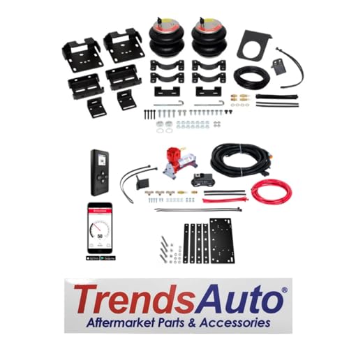 TrendsAuto Firestone Airide Ride-Rite Air Helper Springs Rear Kit & Heavy Compressor with Remote and Single Wireless App fits 2012-2026 Silverado Sierra C3500HD Cab-Chassis | TrendsAuto Decal - size: Single Path