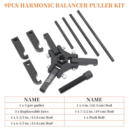 Harmonic Balancer Puller Kit, Adjustable Upgraded 3-Jaw Puller for Removal | Harmonic Balancer Damper Pulley Puller Kit, Compatible with Ford GM Chrysler Cadillac Chevy Trucks Mitsubishi - color: Blue Case