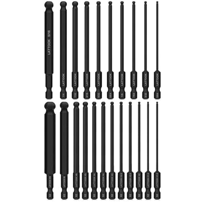 4'' Long Ball End Hex Head Allen Wrench Drill Bit Set(Metric & SAE) | LATTOOK 22PCS Ball End Hex Bit Set Allen Key Bit Set Hex Key Drill Bit Set, Magnetic S2 Steel - style: 22PCS Metric & SAE Ball Hex Bits
