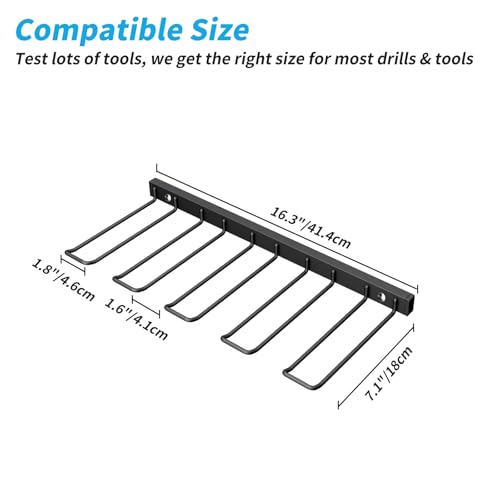 3-Tier Wall Mounted Power Tool Organizer, Heavy Duty Storage Rack, Tool Shelf for Garage & Workshop (1-Tier with 4 Slots)
