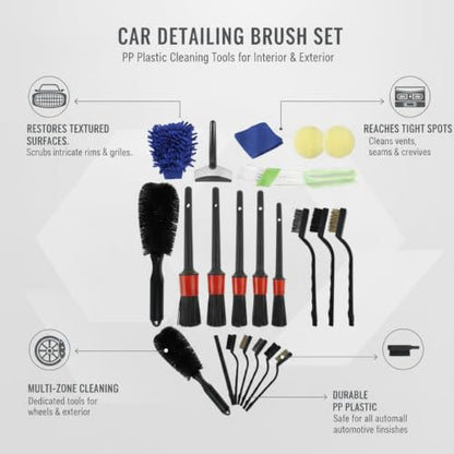 Car Detailing Brush Set, PP Plastic Cleaning Tools for Interior Vents, Dashboard, Wheels, and Exterior Crevices - size: 12.99 x 4.33 x 2.17 in
